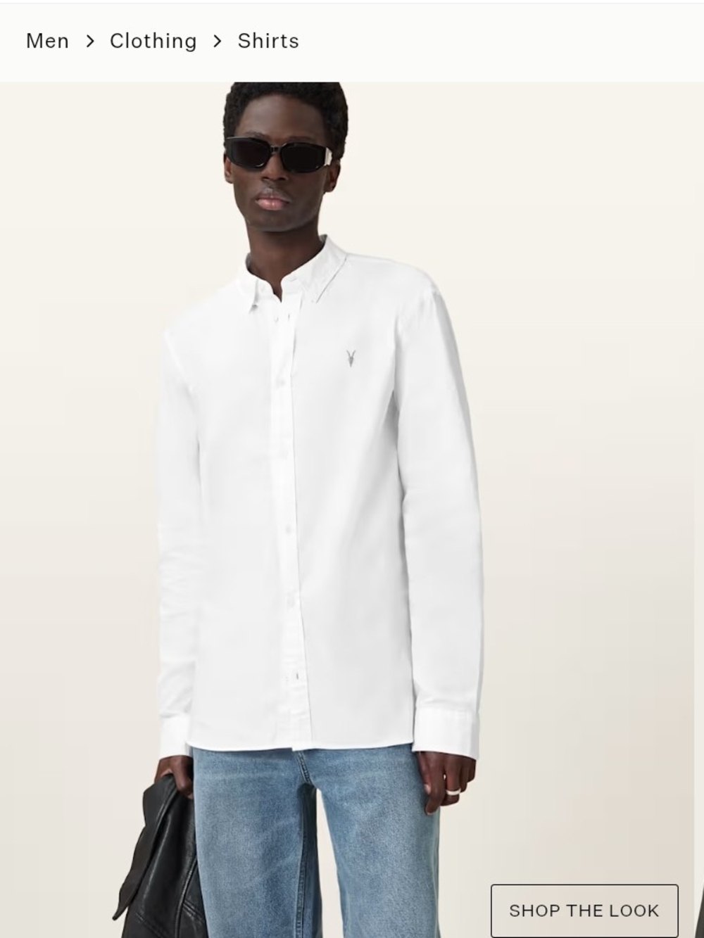 AllSaints Men's White Button-Down Shirt